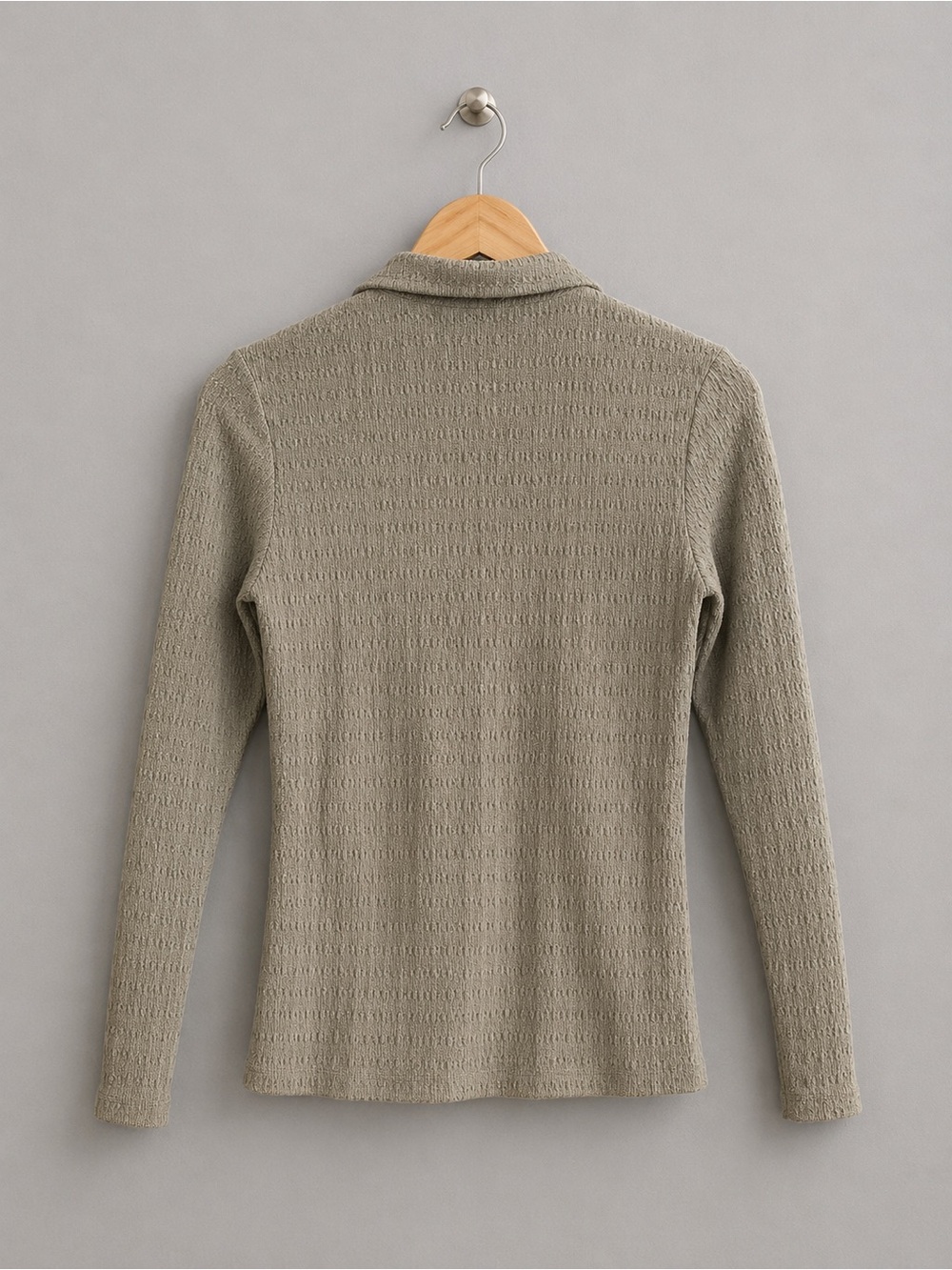 BKE Olive Green Ruched Button-Front Collared Top - Picture 3 of 8